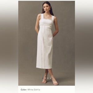 BHLDN White Embellished Midi Dress